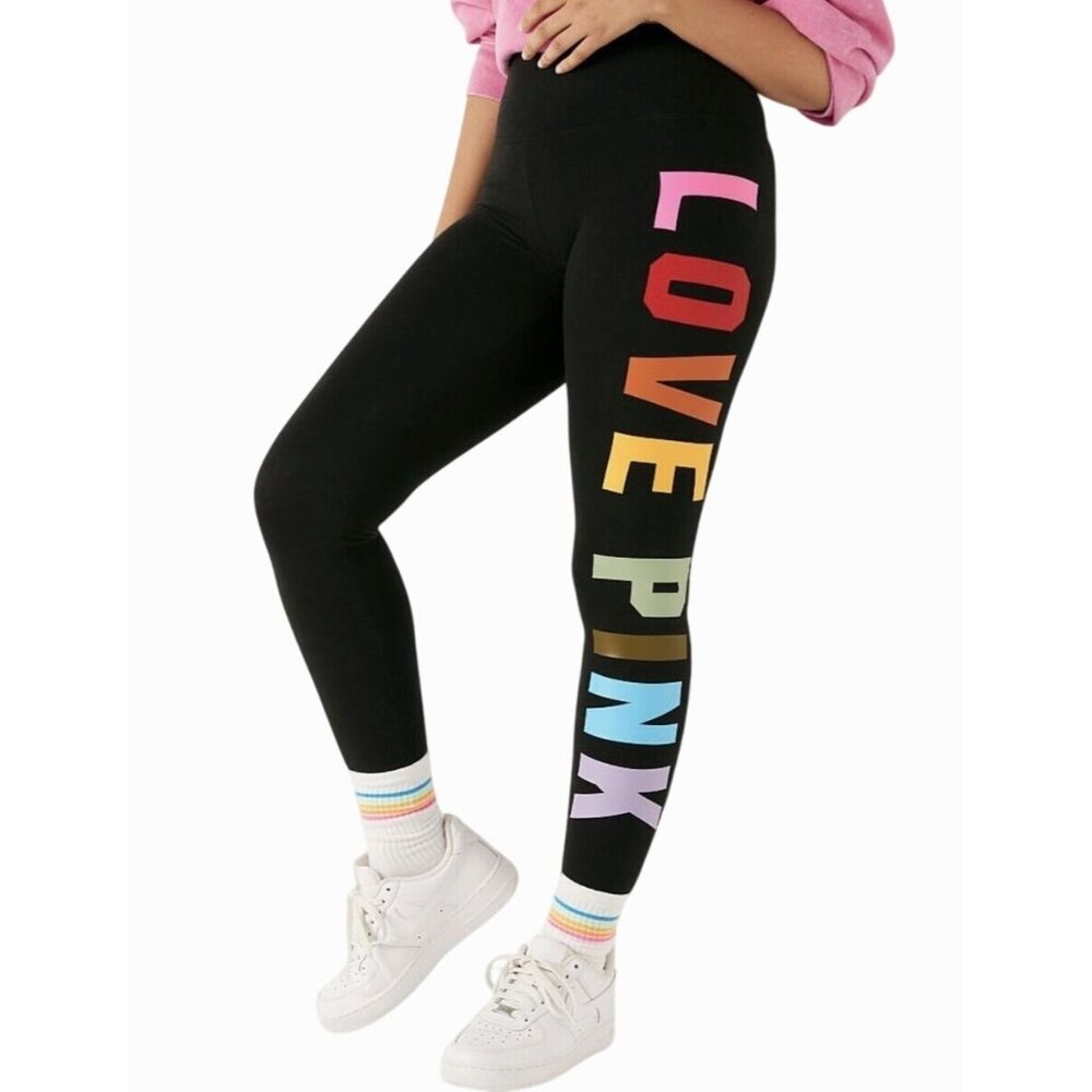 Victorias Secret Pink High-Waisted Black Leggings Size M